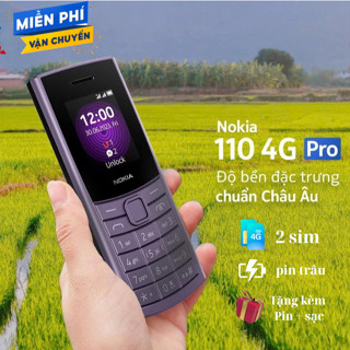  Điện thoại bàn phím Nokia 110 pro 4G chuẩn  máy nhỏ gọn tiện lợi . Máy mới nguyên hộp  Bảo hành 12 tháng 
