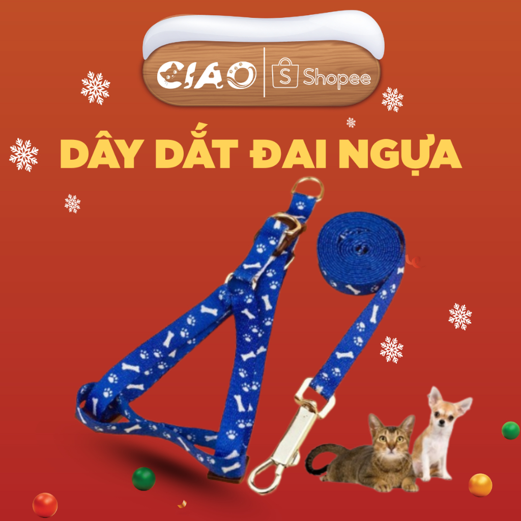Dây dắt và đai ngựa cho chó mèo, đa dạng màu sắc, thiết kế ôm trọn, tránh tuột khi di chuyển