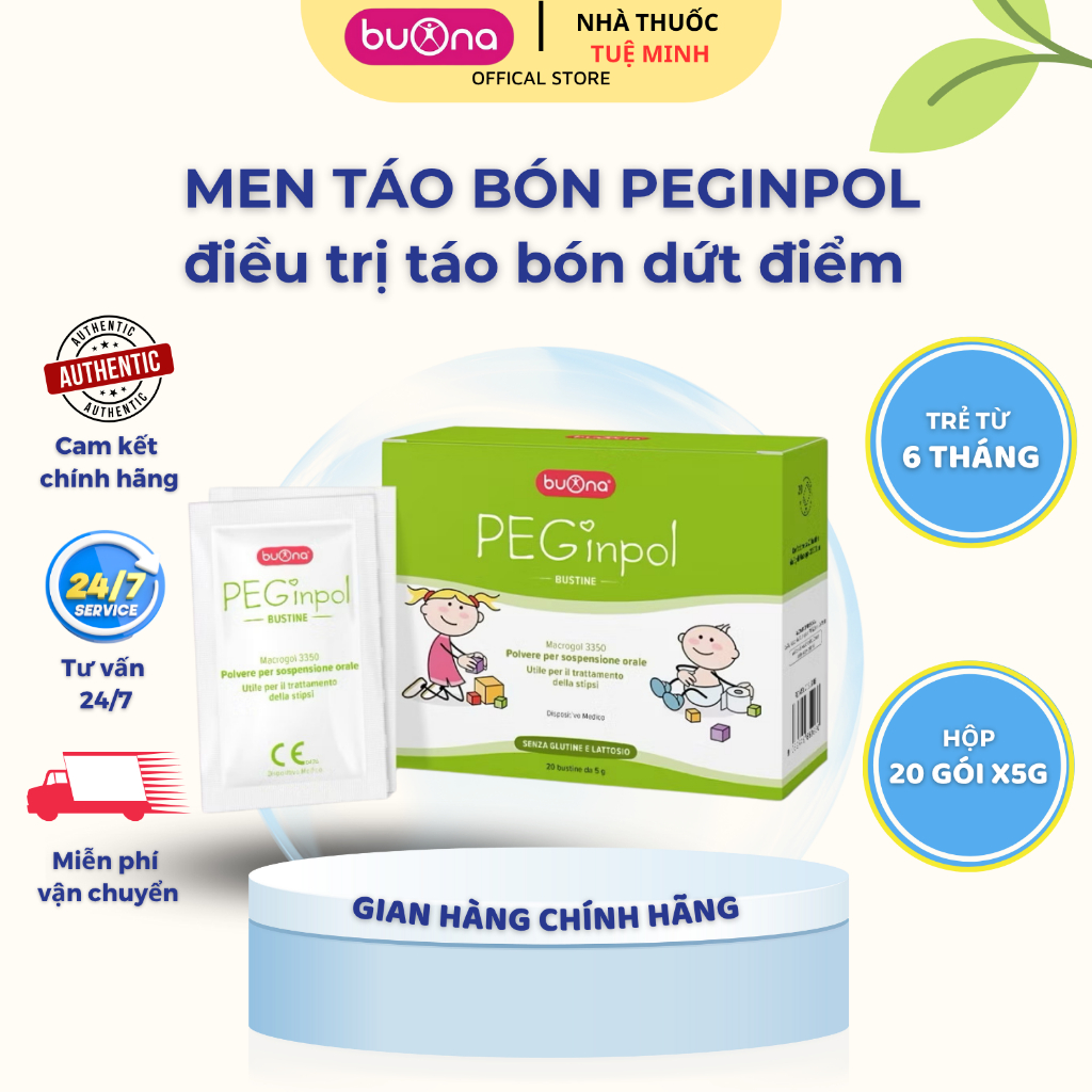 [Chính Hãng] Buona Peginpol Macrogol 3350 - Hỗ Trợ Táo Bón Cấp Và Mãn Tính Cho Trẻ Em - Hộp 20 Gói 5