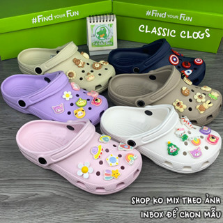 Dép sục Classic Nam nữ độ hoàn thiện cao, nhẹ, thoáng, siêu bền tặng kèm 12 charm gắn dép được chọn mẫu