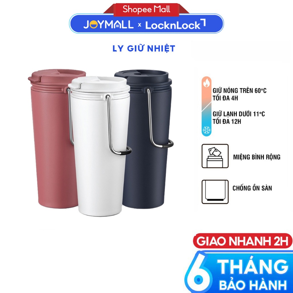 Ly Giữ Nhiệt LocknLock Bucket Tumbler LHC4269 540ml, Hàng Chính Hãng, Có Quai Xách - JoyMall