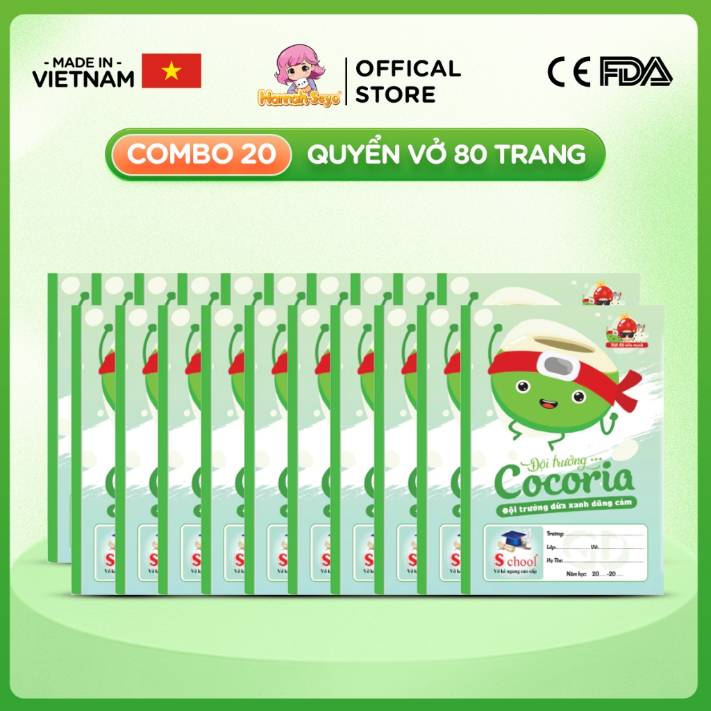 COMBO 20 Quyển vở kẻ ngang QT 80 trang - Giấy dày đẹp, viết không thấm mực