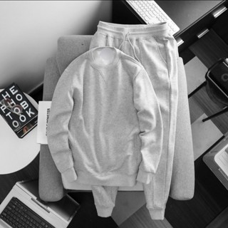 Bộ Nỉ Cotton Thu Đông Màu Xám Xuất Hàn Dư Form Unisex , Set Đồ Bộ Đông Nam Nữ, Bigsize ( 50kg - 90kg )