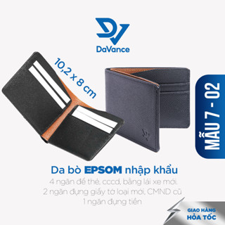 Ví da nam mini DaVance, da EPSOM nhập khẩu, nhỏ gọn, tinh tế, trẻ trung, BH 24 tháng, model 07-02
