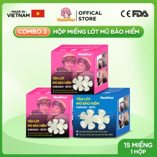  COMBO 03 HỘP Miếng lót mũ bảo hiểm Hannah - Seyo  15 miếng  hộp  - Màu ngẫu nhiên 