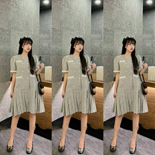 Váy bầu thời trang công sở chất dạ tweed