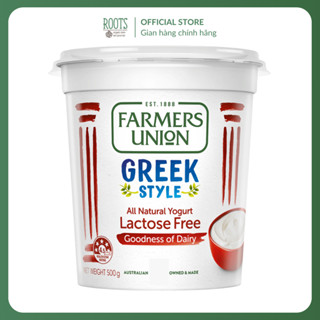 (Ship hỏa tốc) FARMERS UNION - Sữa Chua Hy Lạp Không Đường, Greek Style Yoghurt, Lactose Free, No Added Sugar (500g)