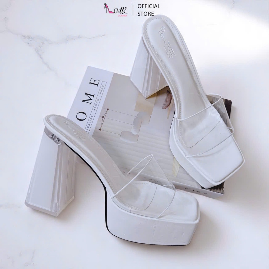 LOVIIECORNER - GUỐC CAO GÓT - DÉP GUỐC NỮ MULES ĐẾ ĐÚP 12 PHÂN THỜI TRANG QUAI MICA MŨI VUÔNG HIỆN Đ