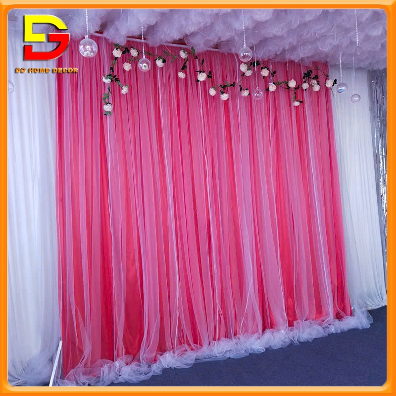 Rèm Sinh Nhật 2 Lớp Đỏ Đô  Phông Rèm Decor Background Tiệc Cưới Sự Kiện Sang Trọng DG-787