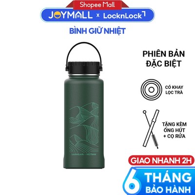 Bình giữ nhiệt LocknLock 897ml Riga Xanh Ruộng , Hàng chính hãng, lọc trà inox -JoyMall