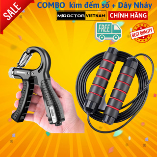  Kìm Bóp Tay + Dây Nhảy Dụng Cụ Tập Cơ Tay Lực 60kg Có Đếm Số Điện Tử miDoctor - Tập Ngón Tay Cổ Tay Cẳng Tay 