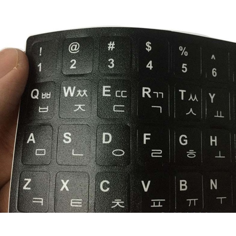 Miếng dán bàn phím tiếng Hàn nền đen - chữ trắng
