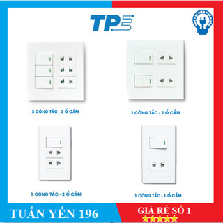 [ Lắp Sẵn] Mặt ổ cắm + công tắc lắp nổi TPE MN3/1CT-2OC/MN4/2CT-2OC/MN6/3CT-3OC - Hàng chính hãng