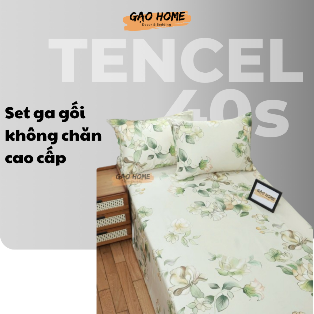 Bộ Ga Gối TENCEL CHUA GỒM CHĂN, Chất Liệu Cao Cấp, Chăn ga Tencel - GẠO HOME