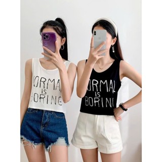 Áo croptop ba lỗ nữ in chữ normal freesize dưới 60kg đơn giản mặc mát phù hợp ngày hè mẫu mới 2025