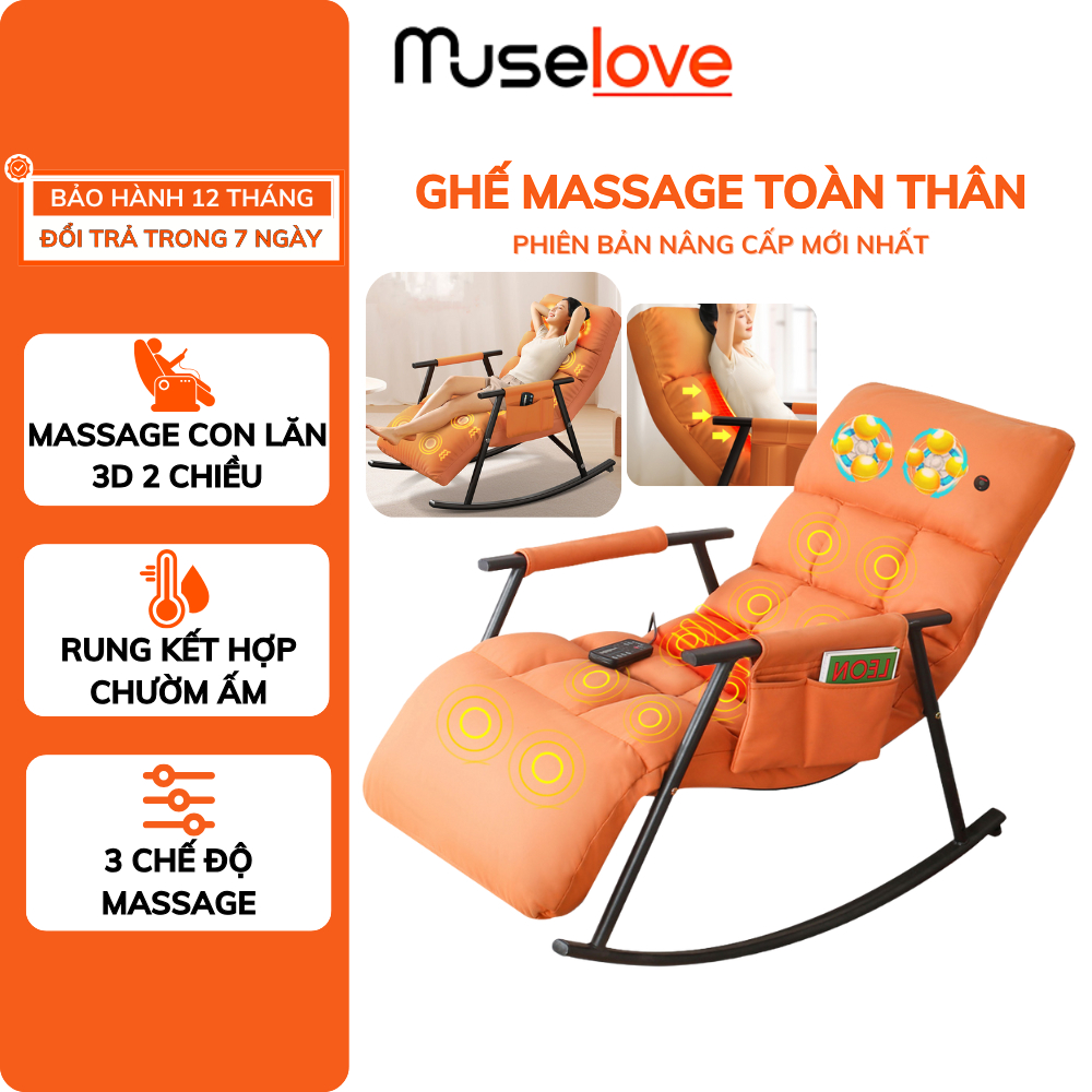 Ghế Massage Toàn Thân MUSELOVE 3 Chế Độ Massage Với Con Lăn 3D 2 Chiều Cùng Chế Độ Chườm Nóng 42 Độ GMS03