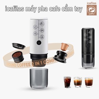 icafilas máy pha cà phê cầm tay 120ml Máy pha cà phê mini cầm tay nhỏ gọn ngoài trời USB Máy Mini 2600Mah 60 ly cà phê