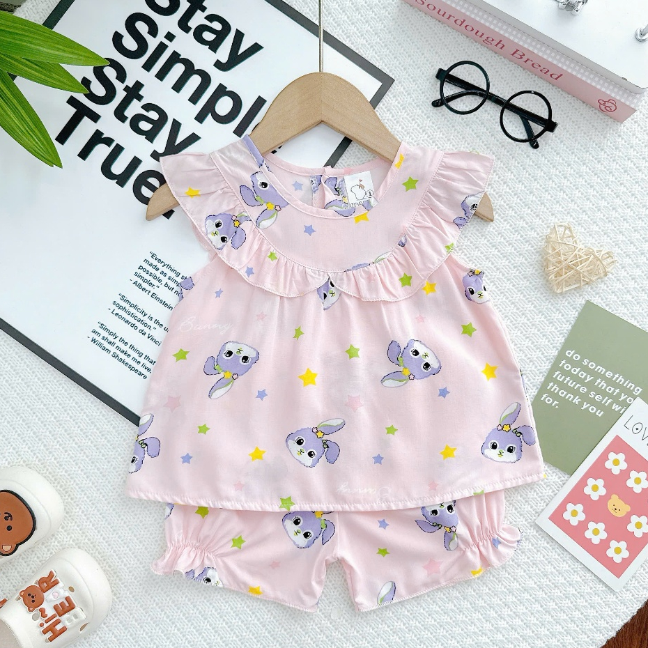 (Về thêm màu) [BÉ 6-13kg] Đồ Bộ Bé Gái, Bộ Quần Áo Bé Gái Vải Tole 2 da Mềm Mịn Mát Mẻ Mặc nhà Unibaby - BT149