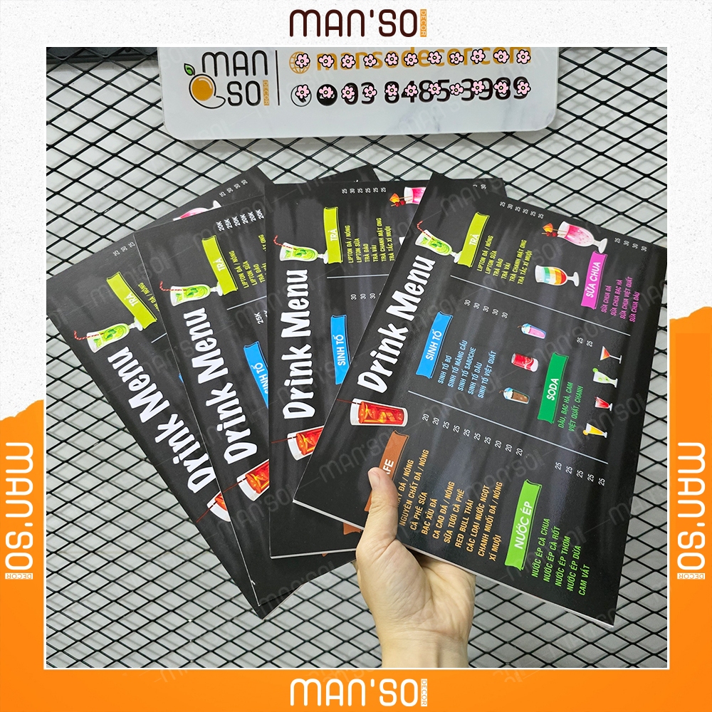 Menu Cầm Tay cán Formex 5mm | In 2 mặt | Thiết Kế Theo Yêu Cầu | Khổ A5/A4/A3