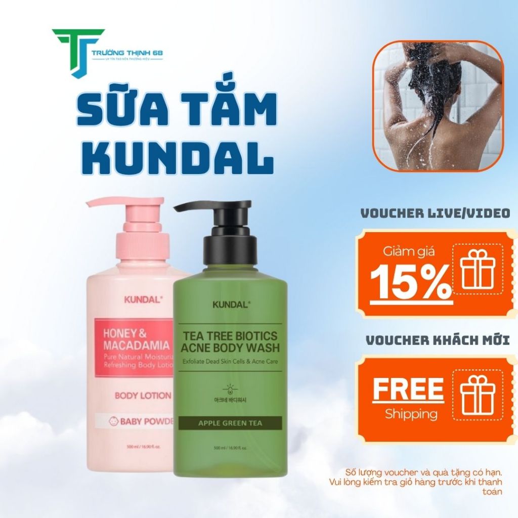 Sữa tắm Kundal dưỡng ẩm, thơm lâu, sữa tắm chính hãng Hàn Quốc 2 mùi 500ml - Trường Thịnh 68