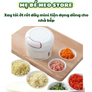  Dụng cụ xay tỏi ớt gừng thịt,, cầm tay rút dây  nhựa cao cấp - lưỡi thép  