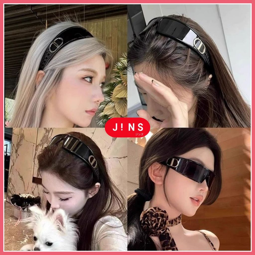 Kính mát thời trang cao cấp râm đen băng đô cài tóc cá tính vòng cung chữ D mùa hè đi biển bảo vệ mắt | BigBuy360 - bigbuy360.vn