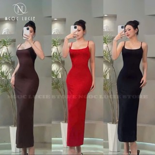 D1030 - Đầm Body 2 Dây Basic Vải Bozip - Ngọc Lucie