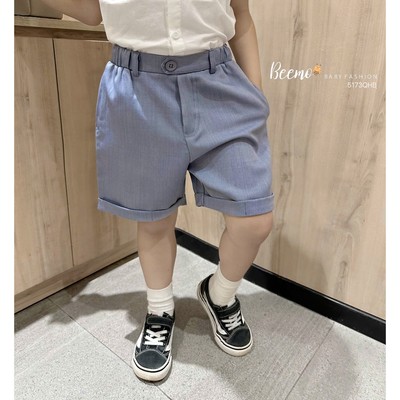 Quần short Beemo gập gấu vải âu xước cho bé trai từ 9-25kg 5173QHB