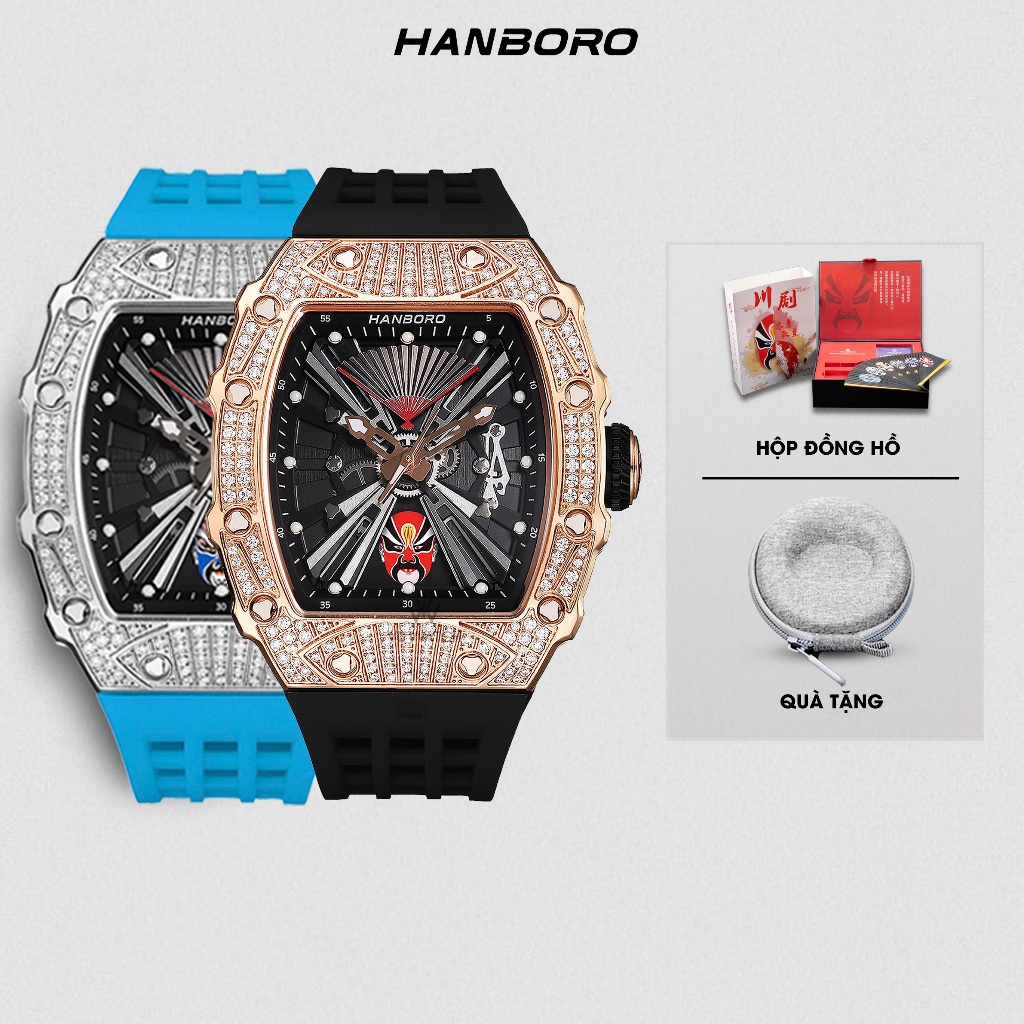 Đồng Hồ Cơ Nam Đeo Tay HANBORO Watch Opera Mask Series 927 | Tặng kèm bóp đựng đồng hồ