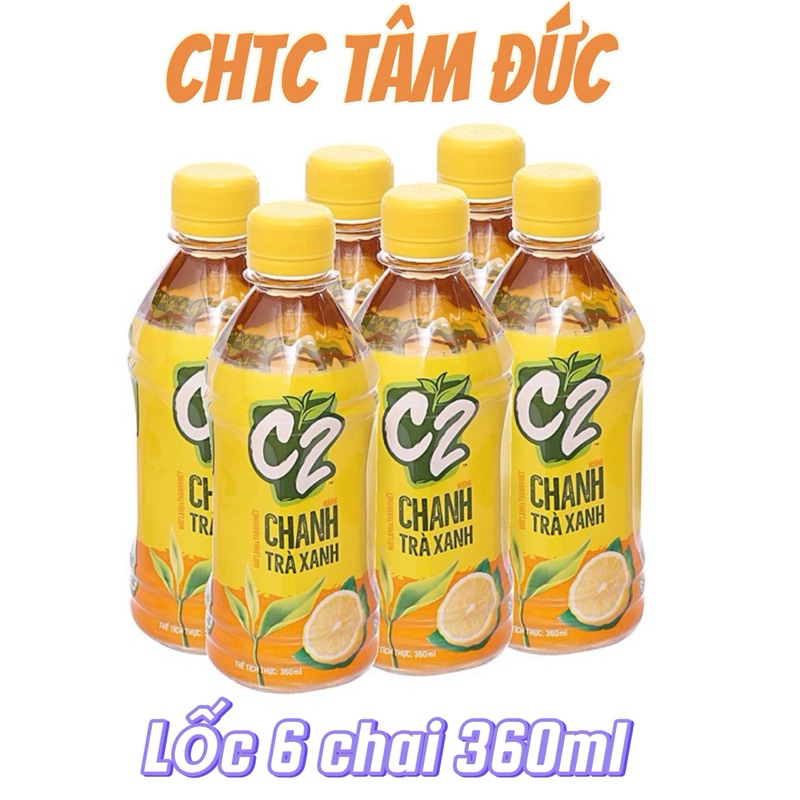 Lốc 6 chai trà xanh C2 hương chanh 360ml