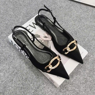 Sục nữ mũi nhọn đế dẻo xích khóa chuỗi quai hậu phong cách tiểu thư NU1. Sục bệt sang chảnh cho nữ