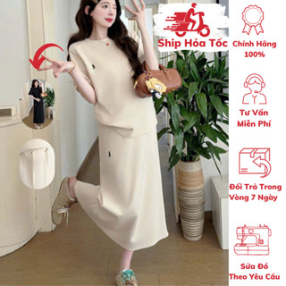 [ GIÁ MỞ BÁN ] ( 40kg - 85kg ) Set Áo + Chân Váy Bầu Và Sau Sinh , Umi Nỉ , Form Dễ Mặc , MCN