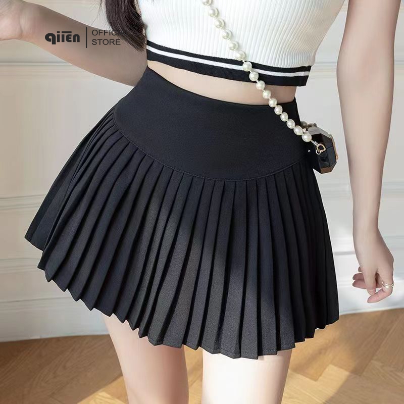 V102 [CÓ LÓT] Chân Váy Xếp Ly Ngắn QIIEN Dáng Xòe Basic Màu Đen Trắng, Chân Váy Tennis Cạp Cao Có Quần Bảo Hộ Cao Cấp | BigBuy360 - bigbuy360.vn
