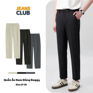 Quần tây nam hàn quốc JBagy dáng baggy vải co giãn dày dặn dáng suông ống rộng, màu đen, kem JA01011