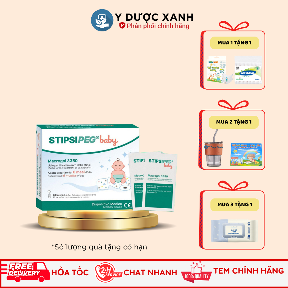 Mua [Chính Hãng] STIPSIPEG  BABY Macrogol 3350, Hộp 20 Gói, Bột Nhuận Tràng Giảm Táo Bón Cho Bé Từ 6