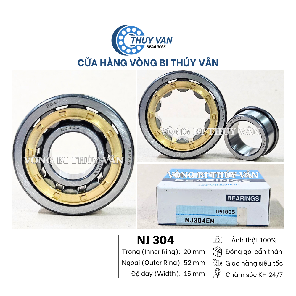 Vòng bi bạc đạn đũa đỡ một dãy NJ (ca trong tụt một bên) 304 305 (NT)
