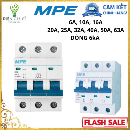 Cầu Dao Tép 3 Pha(MP6-C332) Dòng 6kA Chính Hãng MPE Bảo Hành 1 Năm