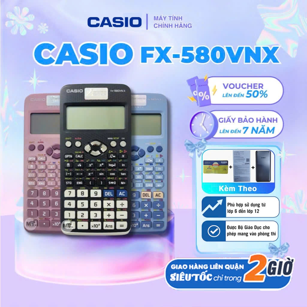 Máy tính CASIO Fx-580VN X Thế Hệ Mới (Màu Đen) Độ Chính Xác Cao - Máy Tính Giá Rẻ - Hàng Thái [BH 24
