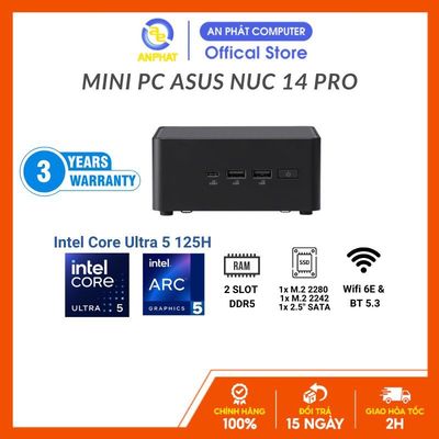 Bộ máy tính Mini PC Asus NUC 14 PRO (U5- 125H/ 2xNVMe, SATA/ 2x HDMI 2.1/2x Thunderbolt)