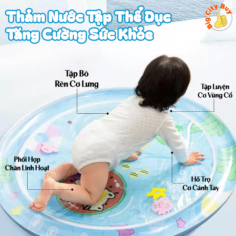Thảm nước đệm nước mát cho bé nhún đệm nước chống tràn tặng kèm bơm, thảm nước cho em bé bò trườn_thumbnail_4