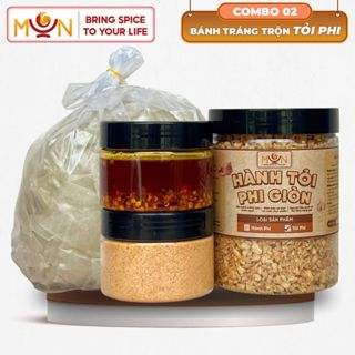 Combo Bánh Tráng Muối Nhuyễn Trộn Tỏi Phi: Bánh Tráng Rìa, Tỏi Phi, Sa Tế, Muối Nhuyễn | COMBO 02