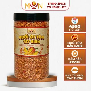  Hũ 450G Muối Tôm Tây Ninh Thượng Hạng MẶN - Hạt Muối Vừa Cay Nhiều - Tay Ninh Shrimp Chili Salt 