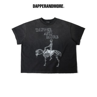  Áo Thun Wash DAPPERANDMORE Skeleton Horse Washed Form Boxy Ngắn Mài Sờn 100% Cotton 300GSM 