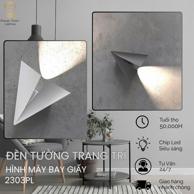 Đèn Tường Energy Green Light 2303-PL Hình Máy Bay Giấy - Chống nước IP65 - Hợp Kim Sơn Tĩnh Điện