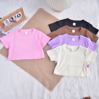 8-40kg Áo Ngắn Tay Croptop Ôm Body Bé Gái Vải Thun Tăm Cực Đẹp SAMKIDS Áo Bé Gái Mùa Hè size đại