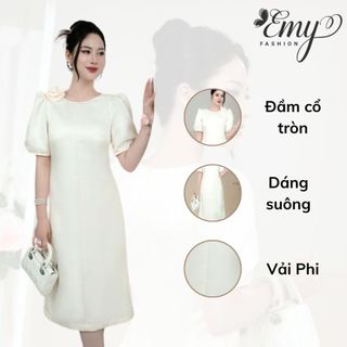 Đầm EMY EM9383 Suông Kem Phi Thiết Kế Cao Cấp Phù Hợp Đi Tiệc Đi Chơi Sang Chảnh