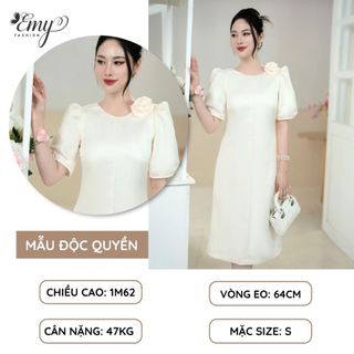 Đầm EMY EM9383 Suông Kem Phi Thiết Kế Cao Cấp Phù Hợp Đi Tiệc Đi Chơi Sang Chảnh