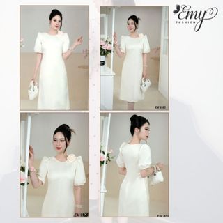 Đầm EMY EM9383 Suông Kem Phi Thiết Kế Cao Cấp Phù Hợp Đi Tiệc Đi Chơi Sang Chảnh