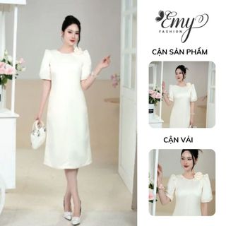 Đầm EMY EM9383 Suông Kem Phi Thiết Kế Cao Cấp Phù Hợp Đi Tiệc Đi Chơi Sang Chảnh