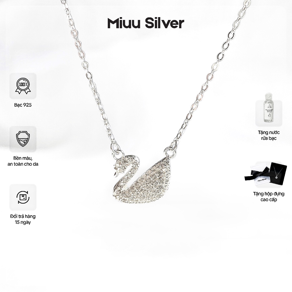 Dây chuyền bạc Miuu Silver, vòng cổ nữ Thiên nga trắng đính đá